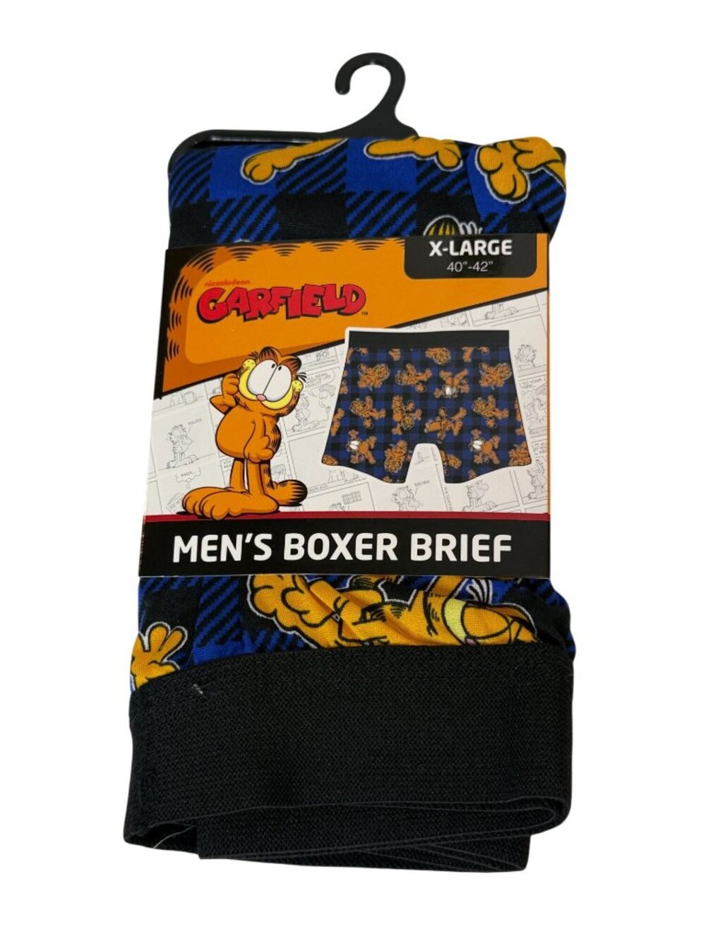 Garfield Men’s XL 40-42 Boxer Brief Blue Plaid Character Print Cartoon